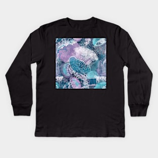 Closely Clustered Jellies Ocean Blue Kids Long Sleeve T-Shirt